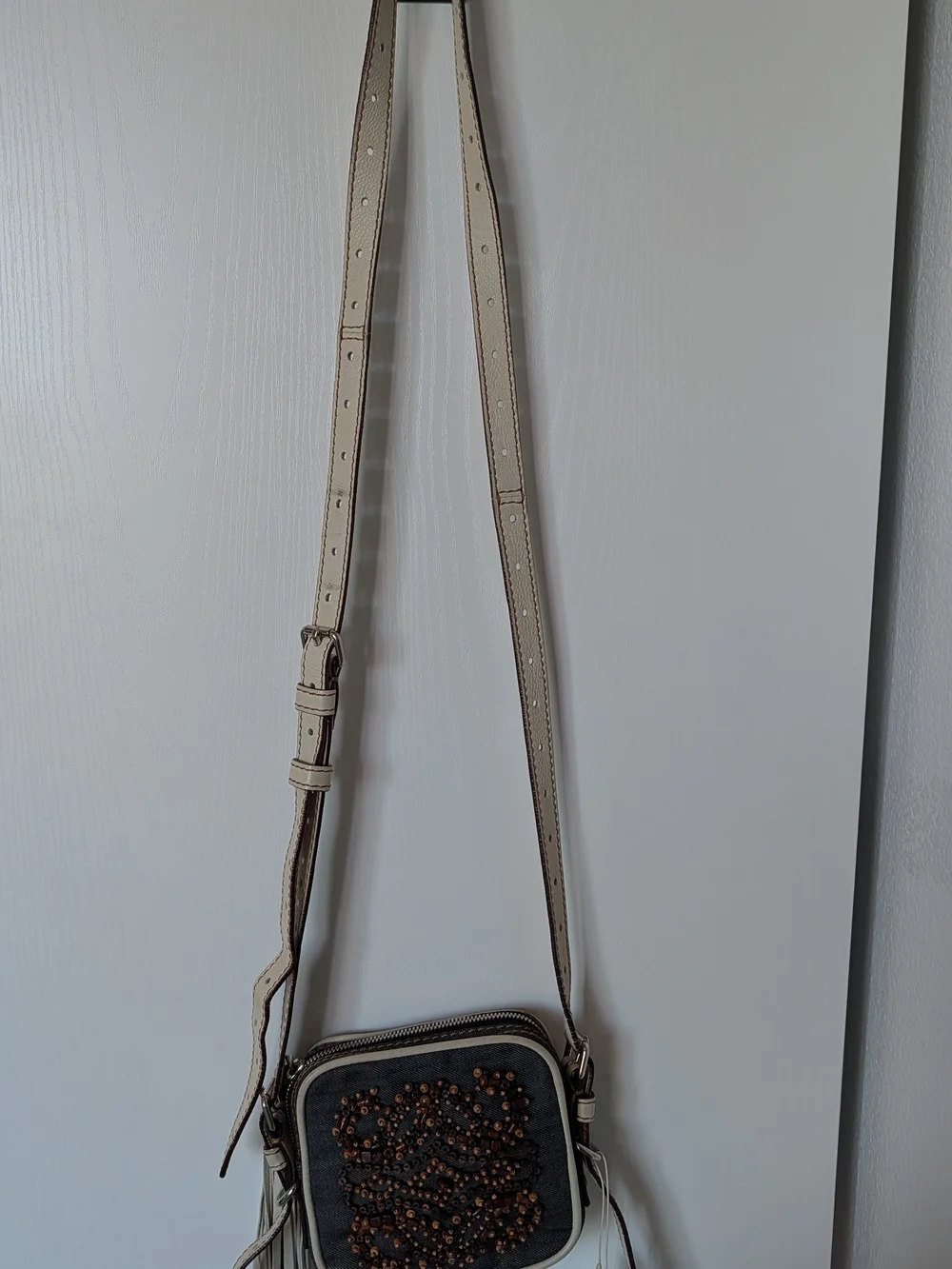 Loewe Denim Wood Beaded Anagram Crossbody Bag